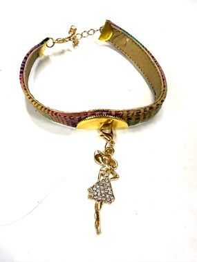 Handmade from repurposed leather bracelet nsb with lobster clasp and charm